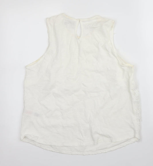 Apricot Womens White Geometric  Basic Blouse Size 10