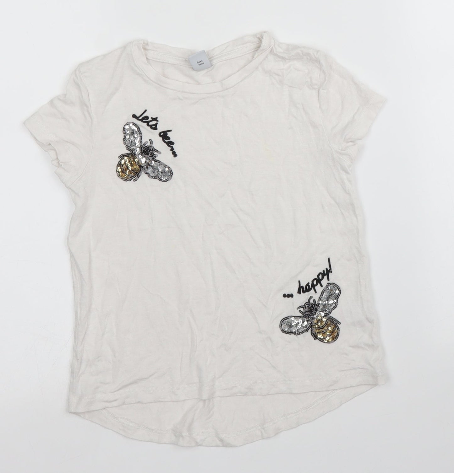 TU Girls White   Basic T-Shirt Size 5 Years