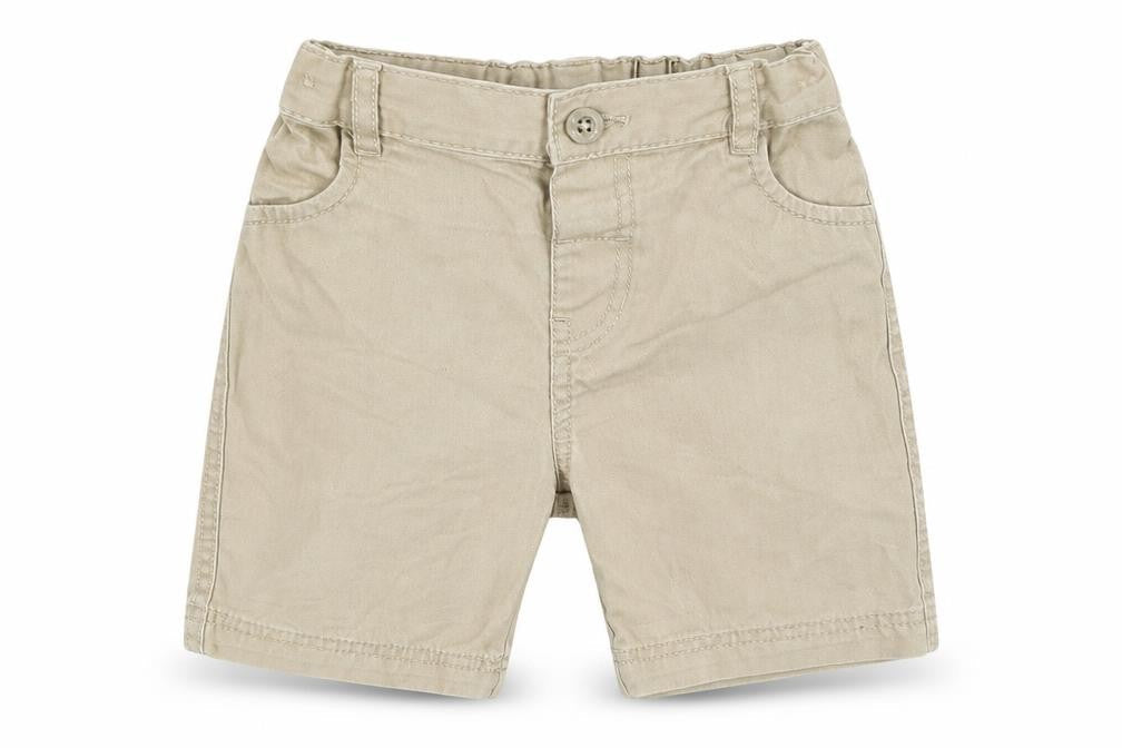 Front view of Baby Club boys’ beige cropped trousers, size 12, months