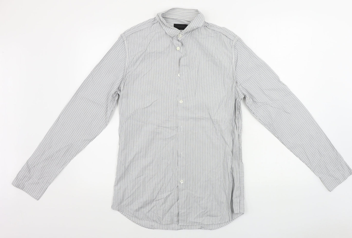 NICOLE FARHI  Mens Grey Striped   Button-Up Size 15