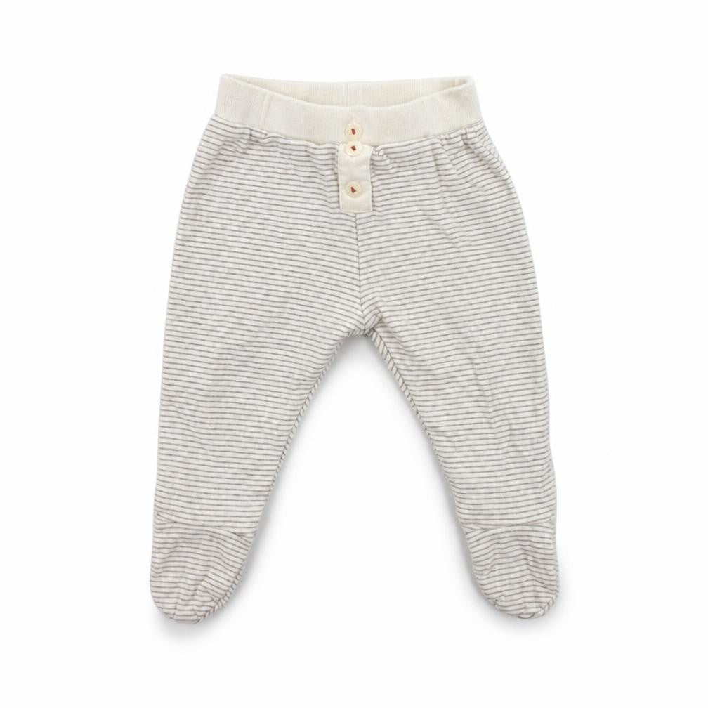 Front view of John Lewis Baby Beige Striped sweatpants Size Newborn