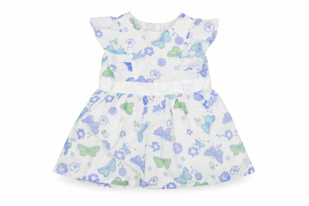 Front view of Baby Boutique girls’ white floral a-line, size 0-3, months