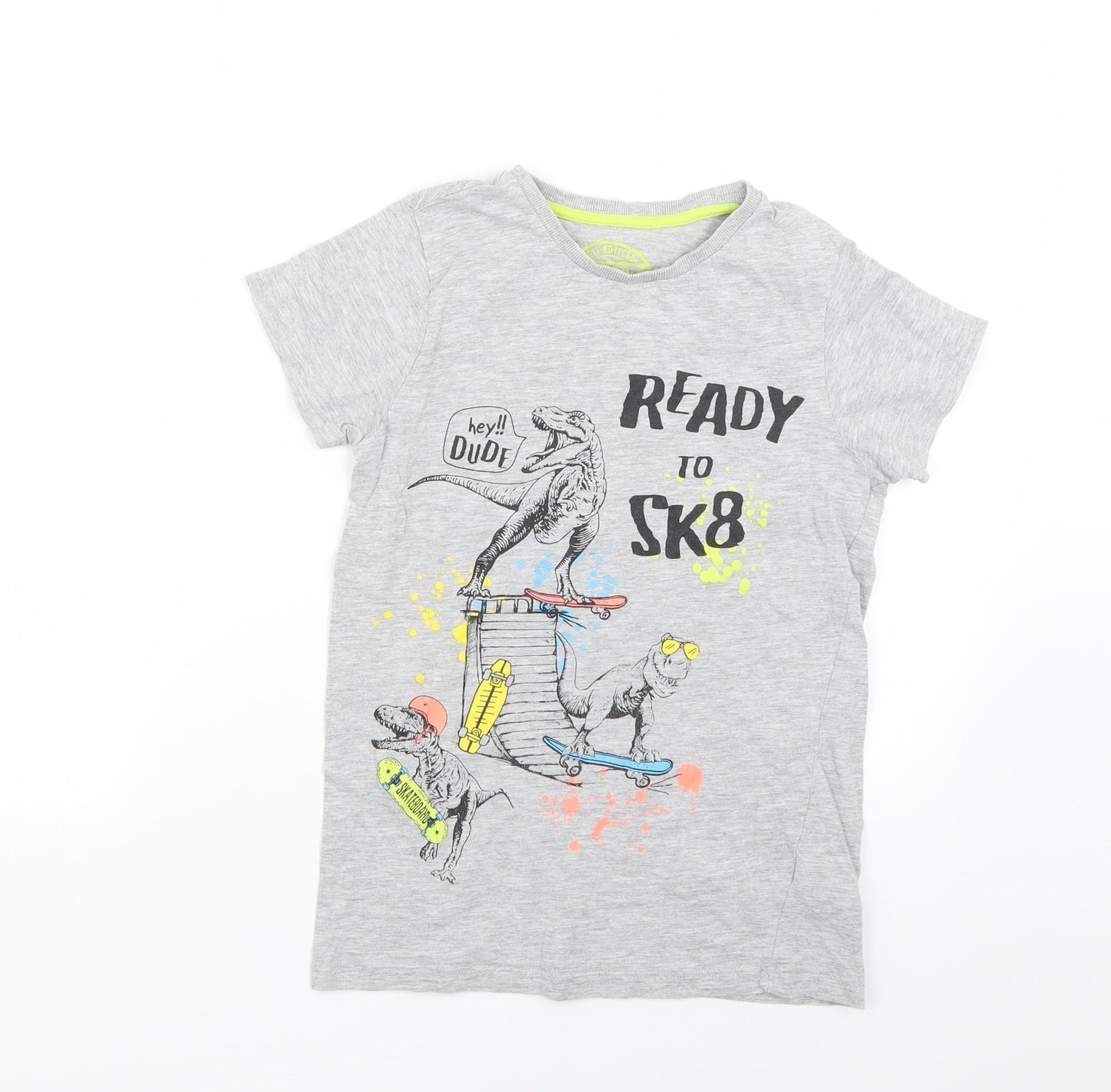 Matalan Boys Grey Geometric  Basic T-Shirt Size 10 Years