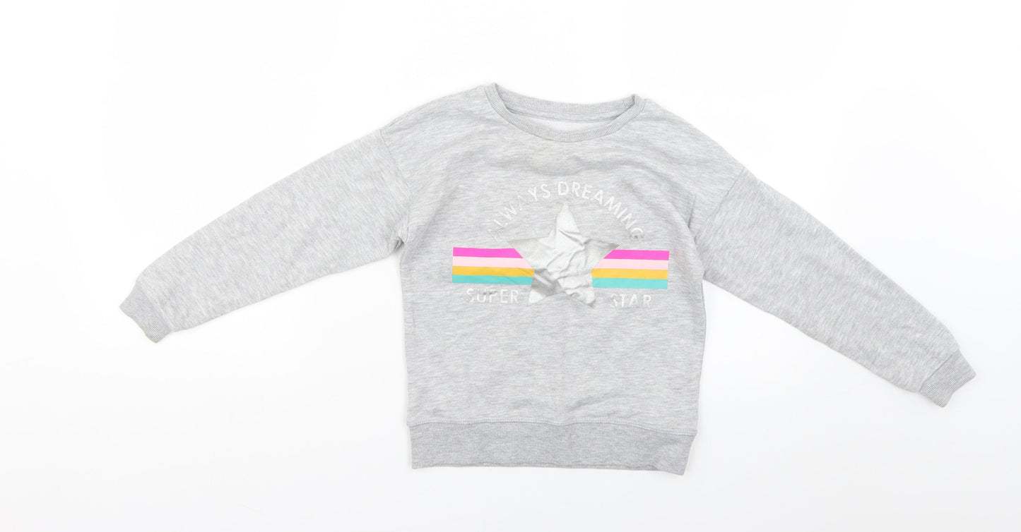 Primark Girls Grey   Pullover Jumper Size 6-7 Years