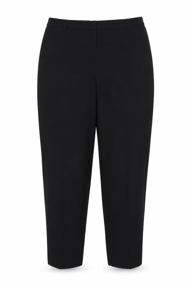 Front view of ASOS women’s black trousers, size UK 12, 29-inch leg