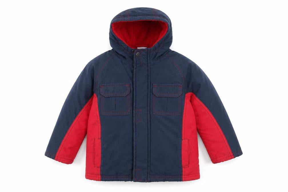 Front view of navigator boys’ blue jacket coat, size 2, years