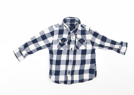Mini Rebel Boys Blue Check  Basic Button-Up Size 12-18 Months