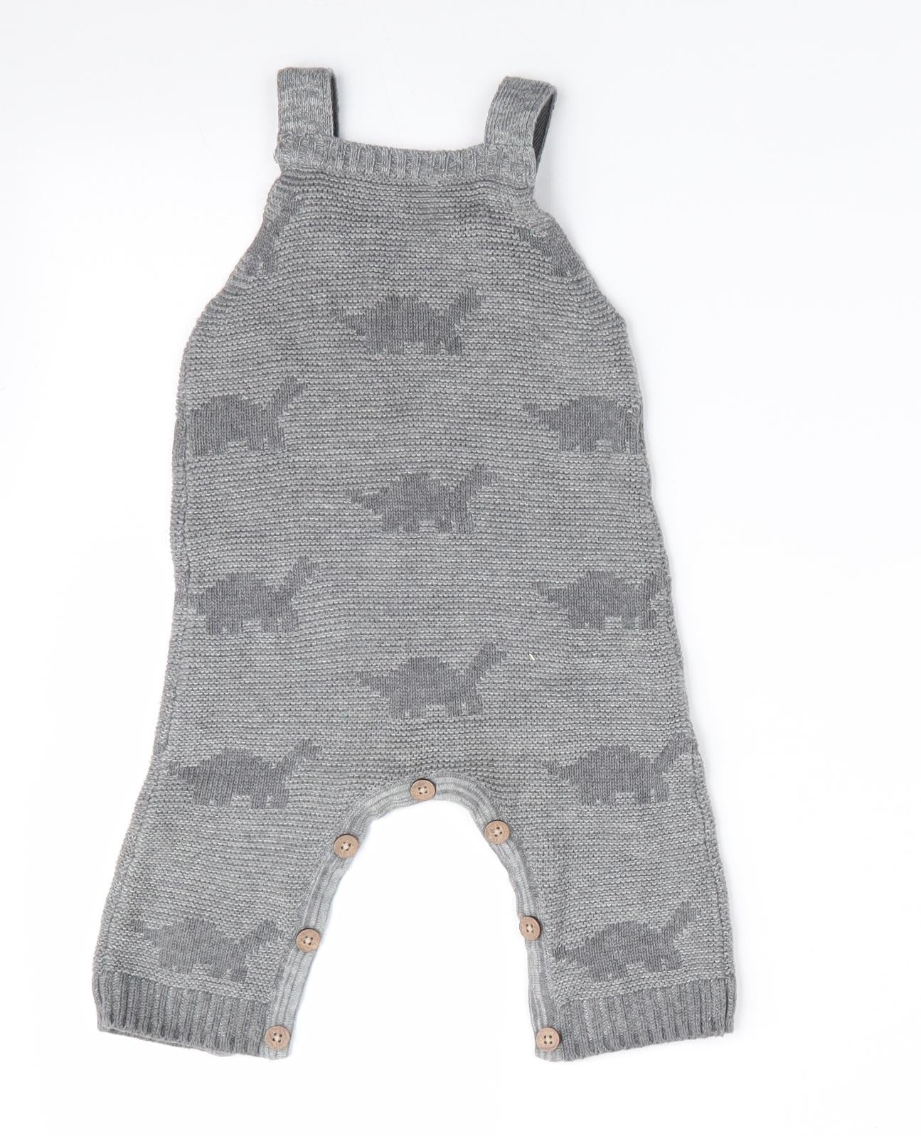 George Boys Grey Animal Print  Romper One-Piece Size 3-6 Months  - Dinasour Print