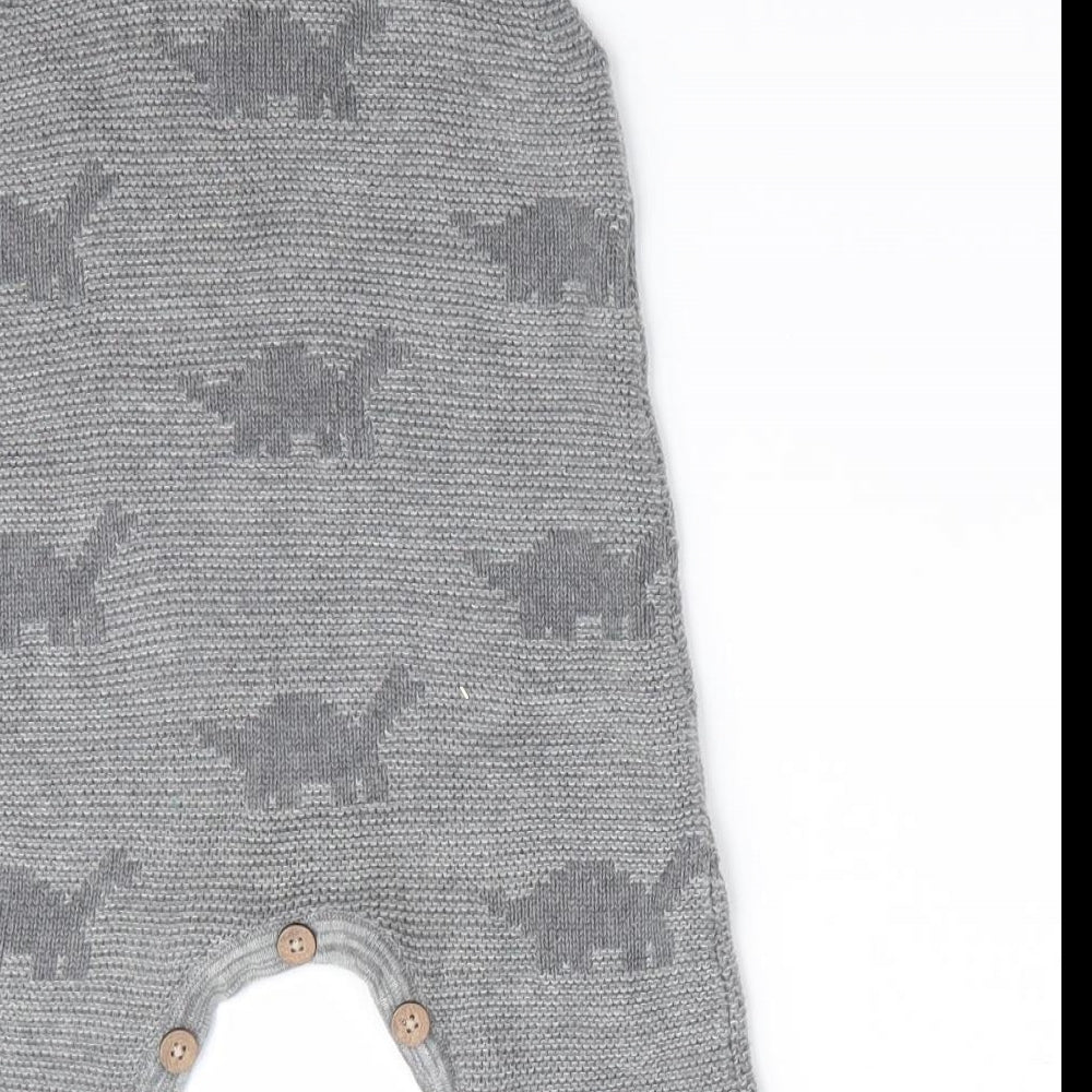 George Boys Grey Animal Print  Romper One-Piece Size 3-6 Months  - Dinasour Print