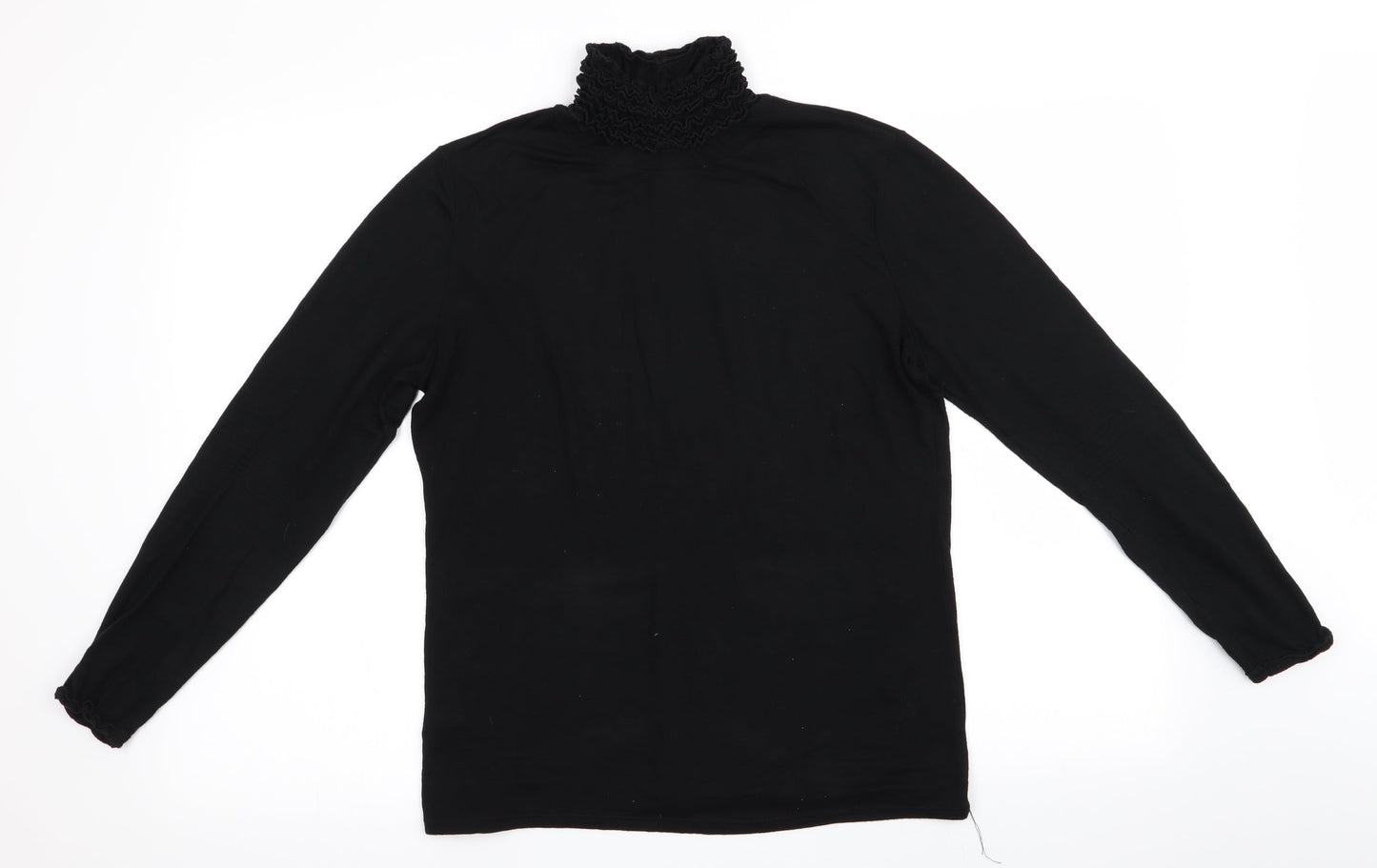 Preworn Womens Black   Pullover Jumper   - Ruffled & Elasticated Neck