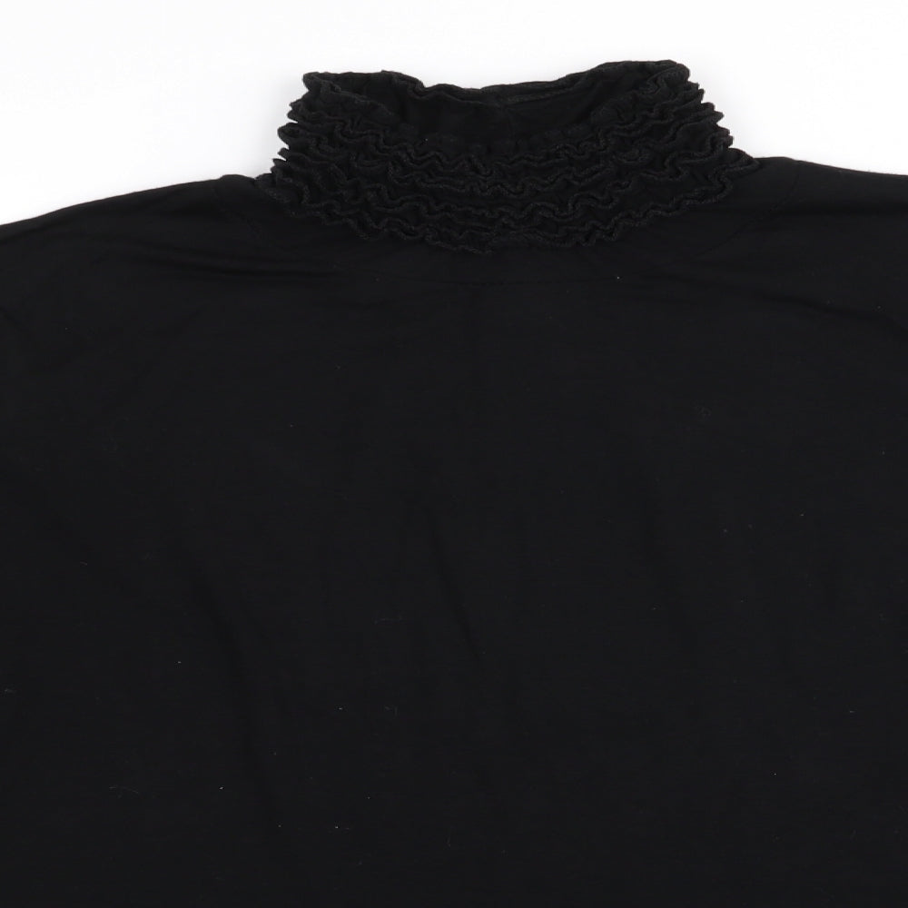 Preworn Womens Black   Pullover Jumper   - Ruffled & Elasticated Neck