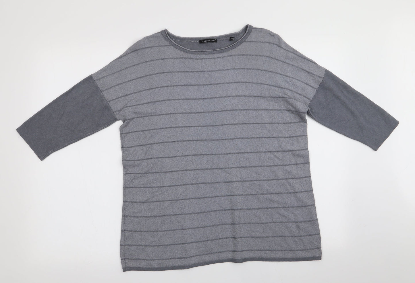 One More Story Womens Grey Striped  Pullover Jumper Size 6