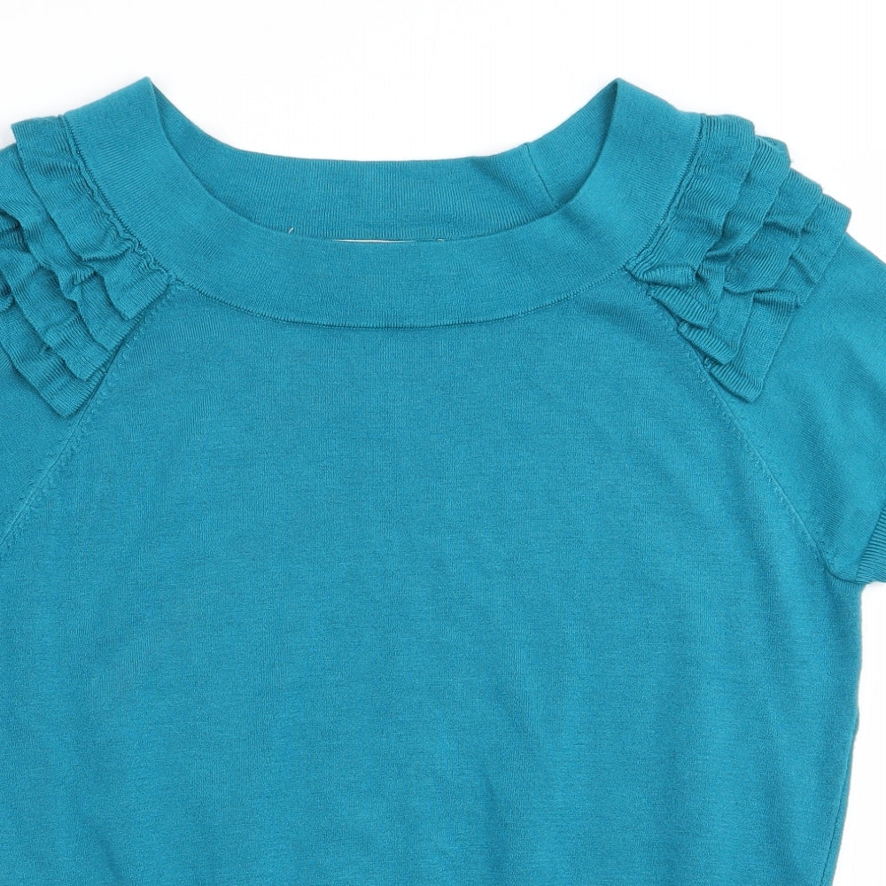 Principles Womens Blue   Pullover Jumper Size 14  - Ruffled shoulder detail