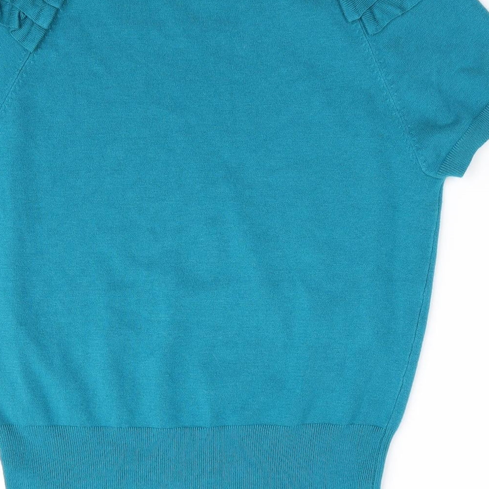 Principles Womens Blue   Pullover Jumper Size 14  - Ruffled shoulder detail