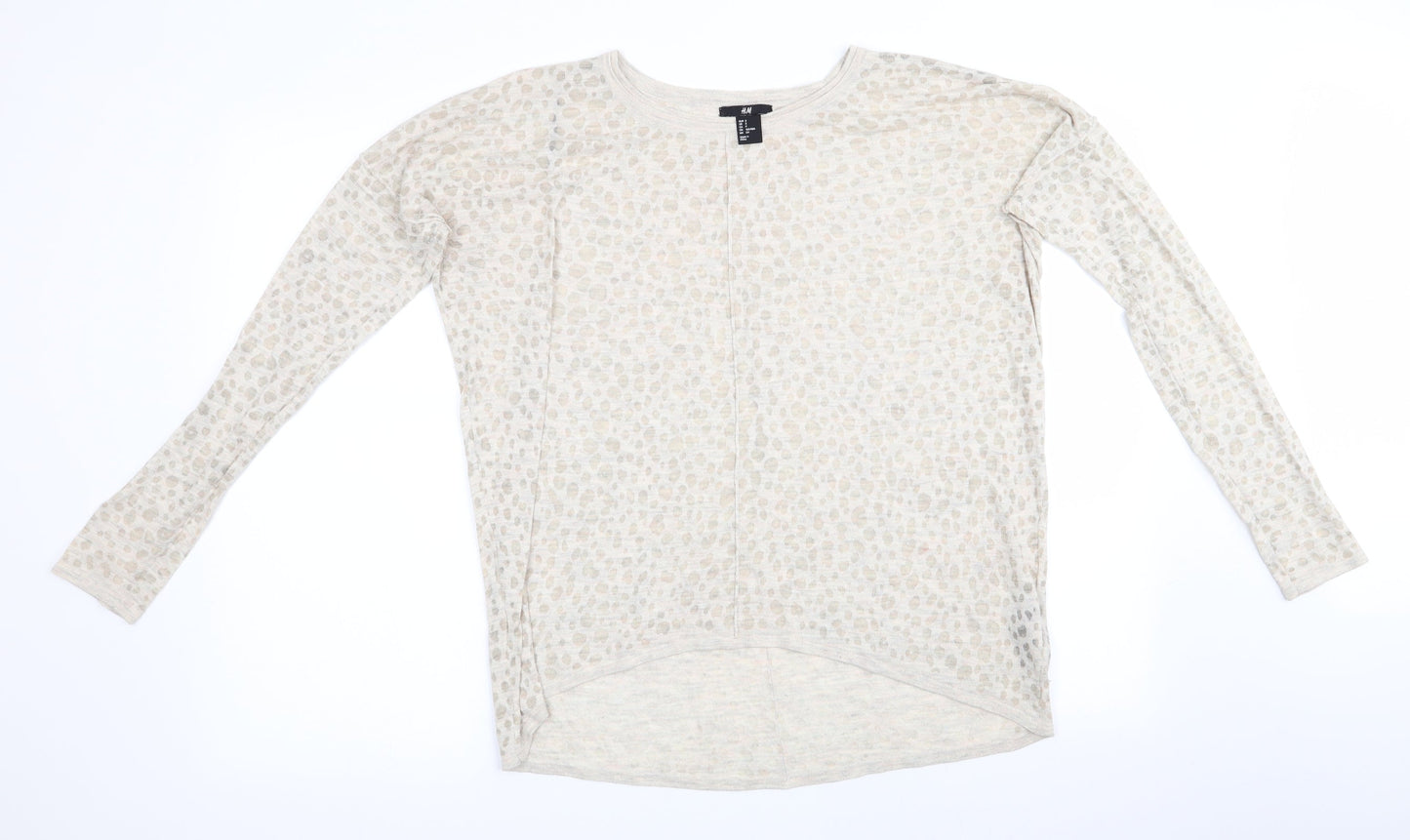 H&M Womens Beige Animal Print  Pullover Jumper Size 6