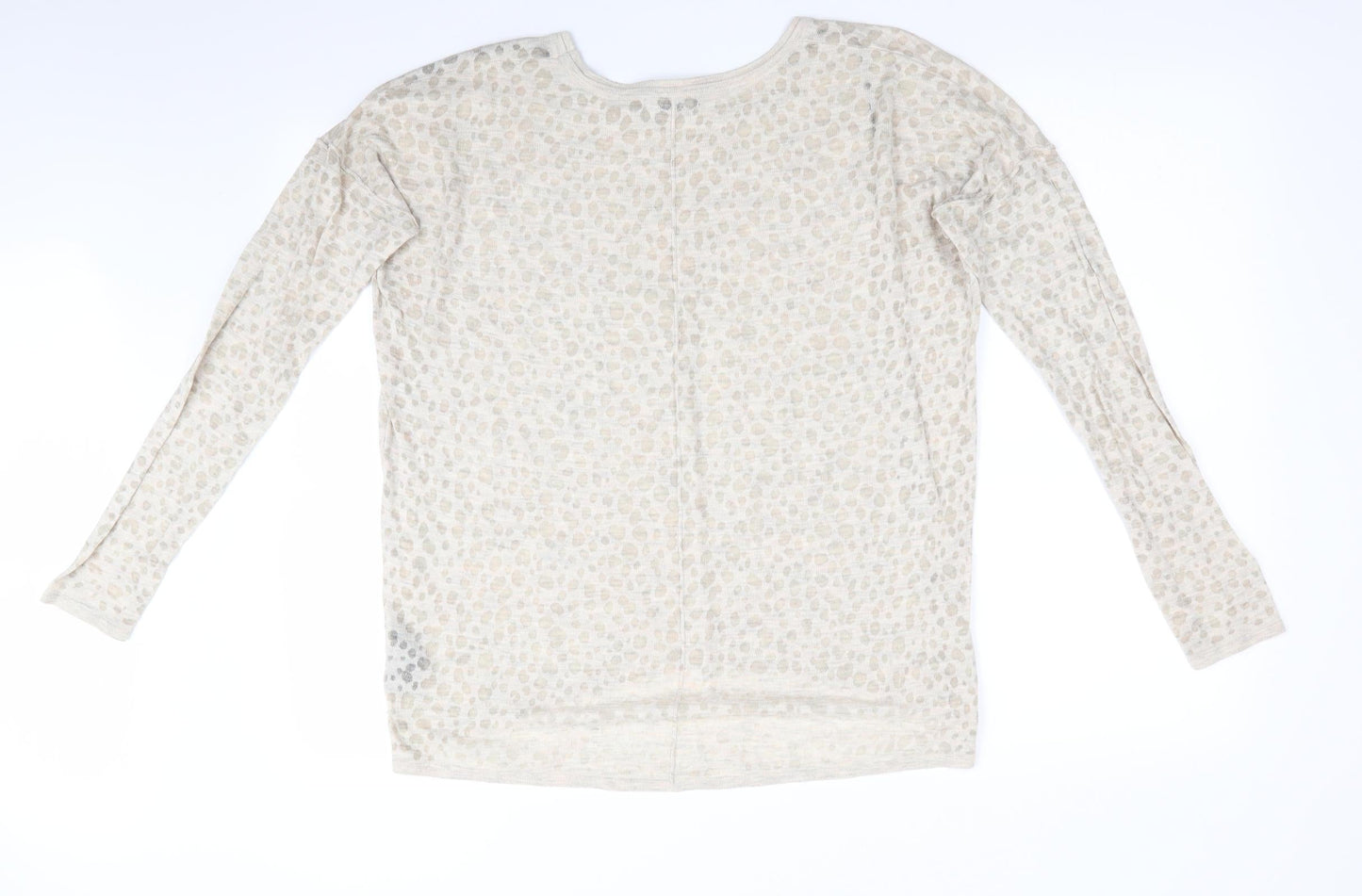 H&M Womens Beige Animal Print  Pullover Jumper Size 6