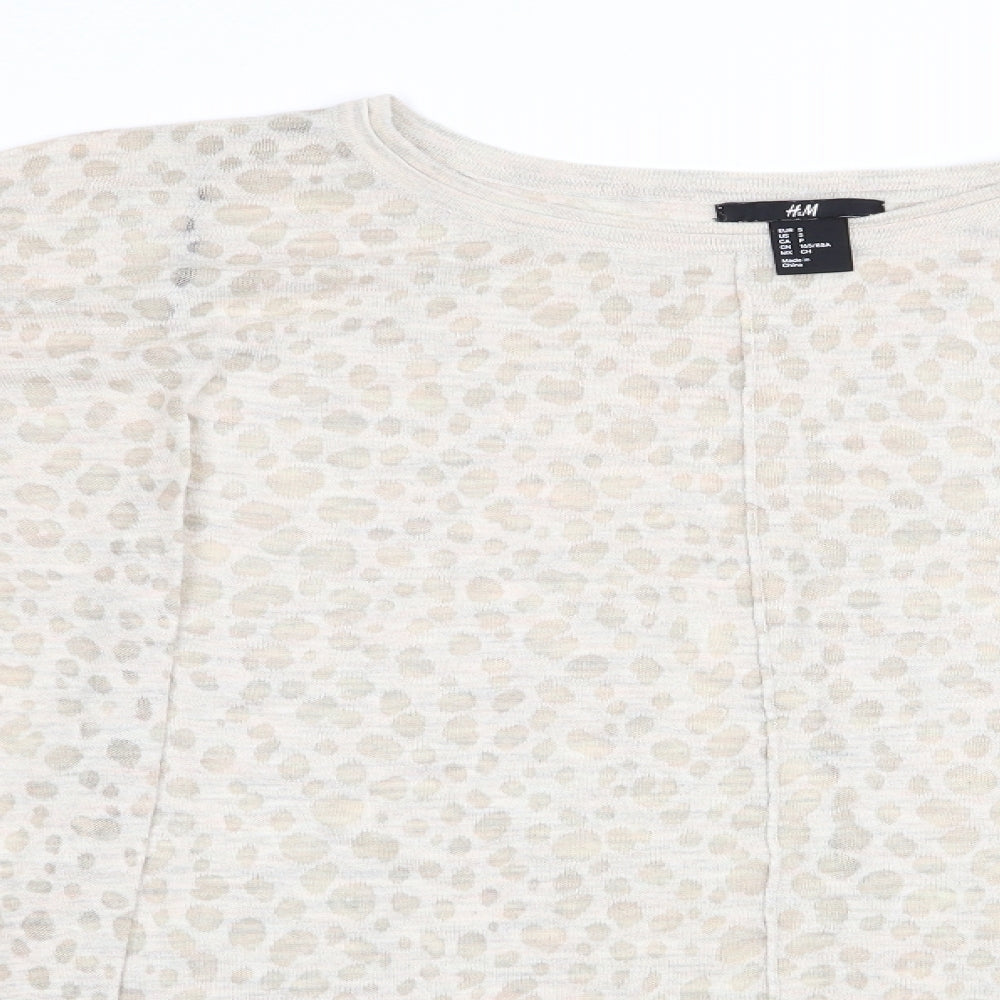 H&M Womens Beige Animal Print  Pullover Jumper Size 6