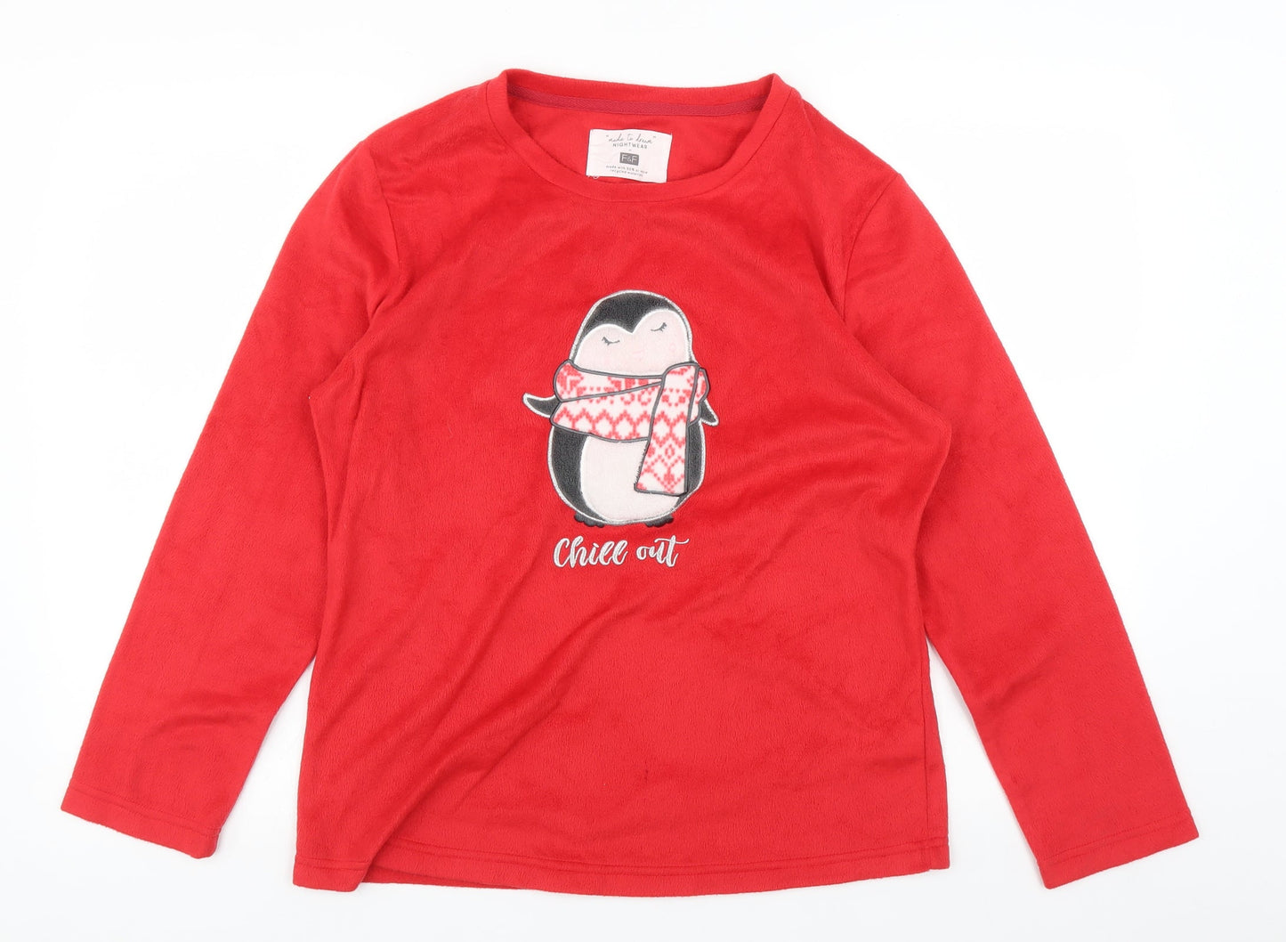 F&F Womens Red   Top Pyjama Top Size S  - Christmas