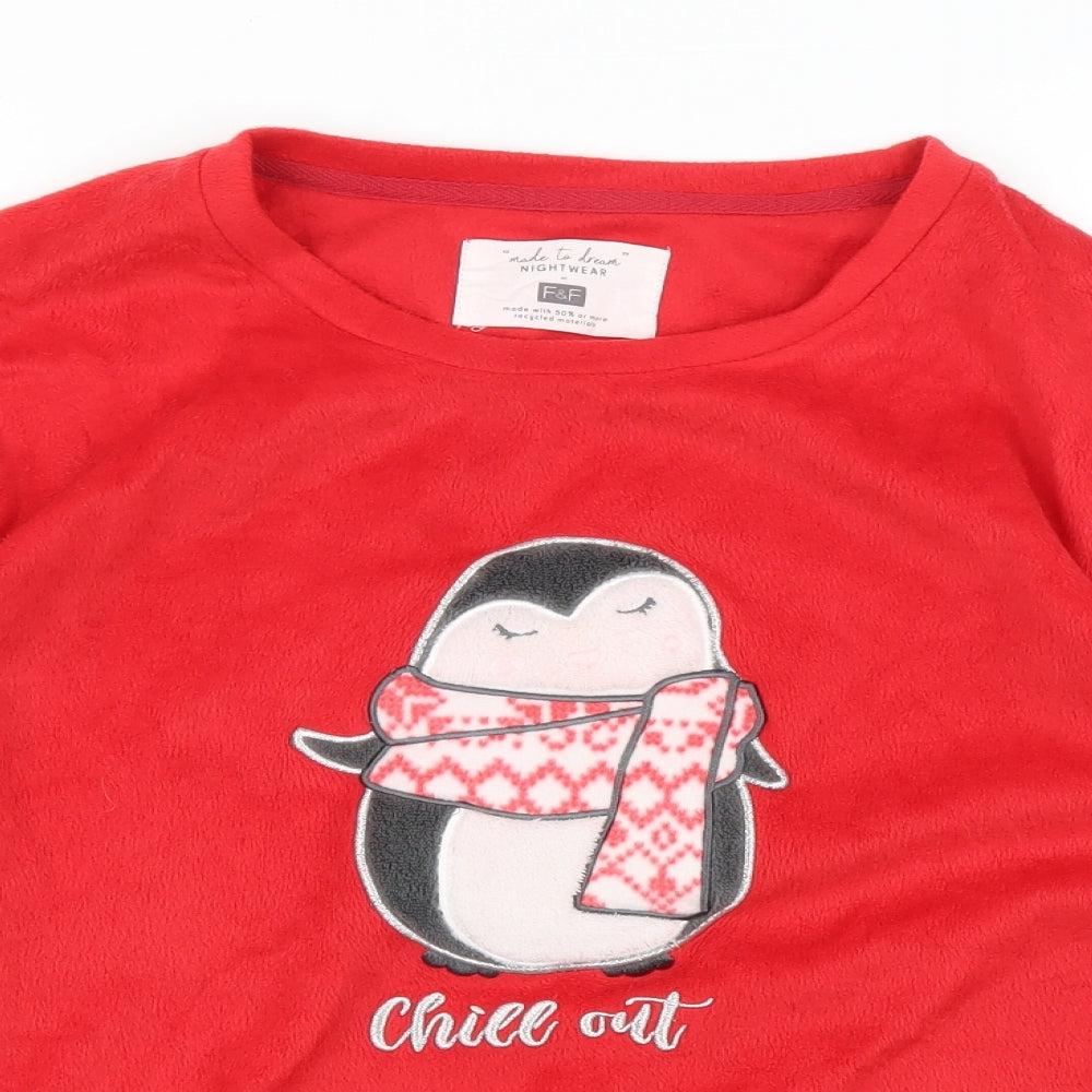 F&F Womens Red   Top Pyjama Top Size S  - Christmas