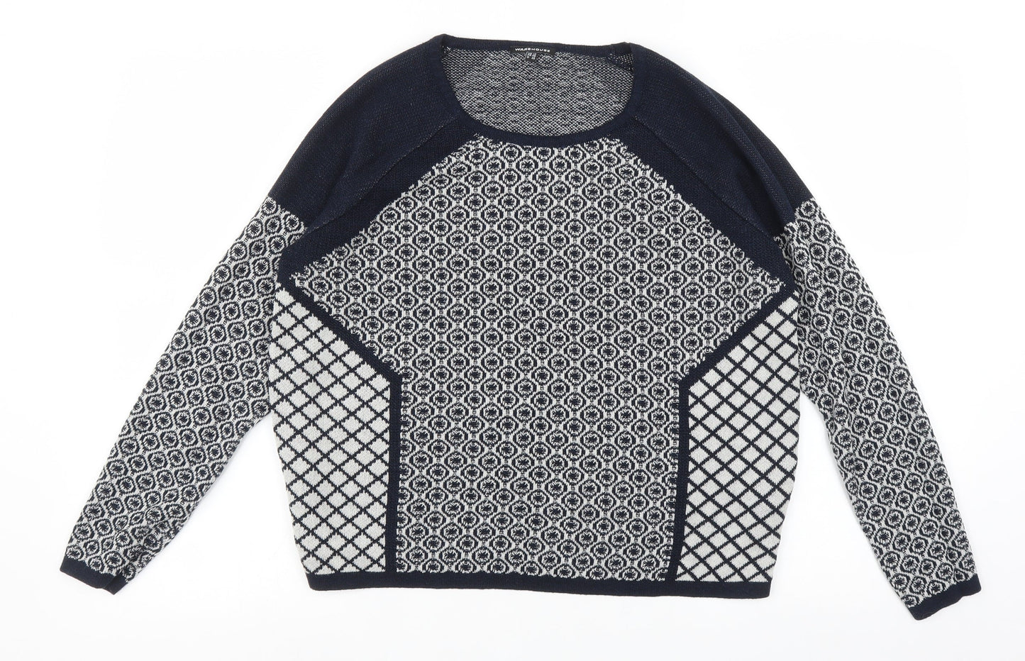 Warehouse Womens Multicoloured Argyle/Diamond  Pullover Jumper Size 12
