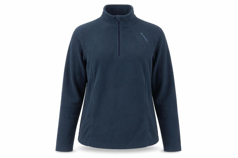 Front view of Quechun women’s blue pullover sweatshirt, size M