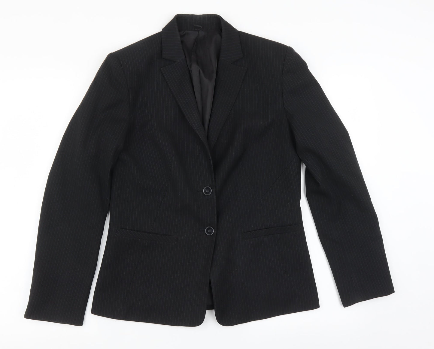 Preworn Womens Black Pinstripe  Jacket Sport Coat Size 6