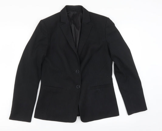 Preworn Womens Black Pinstripe  Jacket Sport Coat Size 6