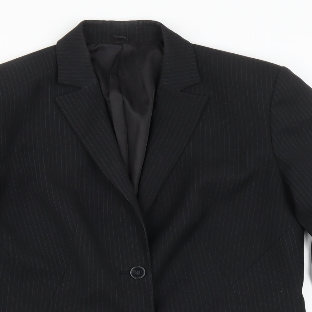 Preworn Womens Black Pinstripe  Jacket Sport Coat Size 6