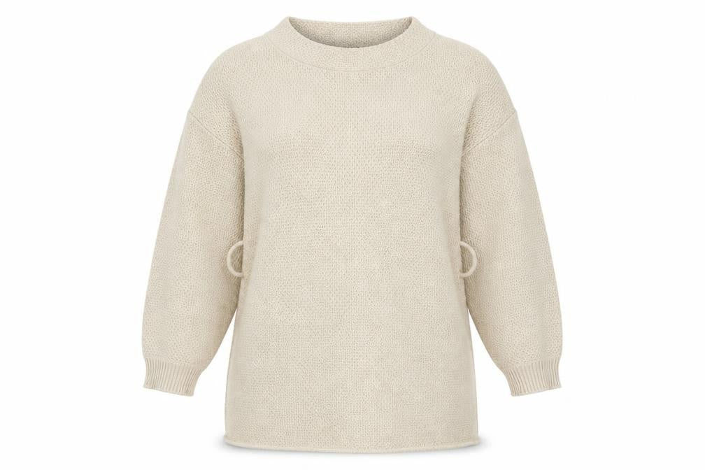 Front view of I SAW IT FIRST women’s beige jumper, size UK 8