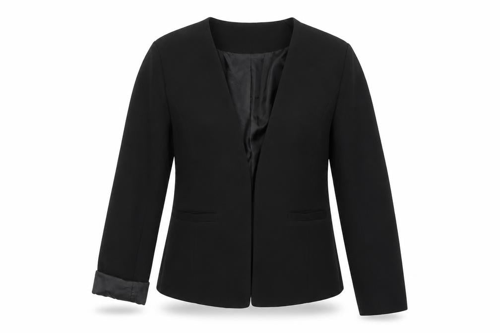 Front view of Missguided women’s black jacket sport coat, size UK 8