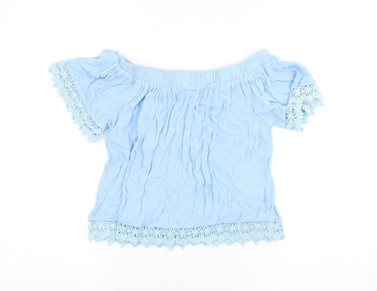 Select Womens Blue   Cropped Blouse Size 6