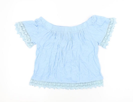 Select Womens Blue   Cropped Blouse Size 6