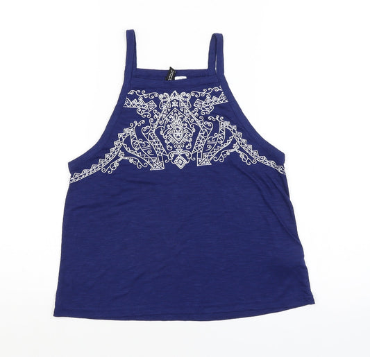 H&M Womens Blue Argyle/Diamond  Basic Tank Size S