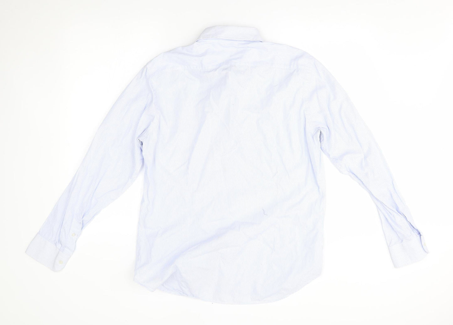 Filangier Mens Blue Striped   Dress Shirt Size 17