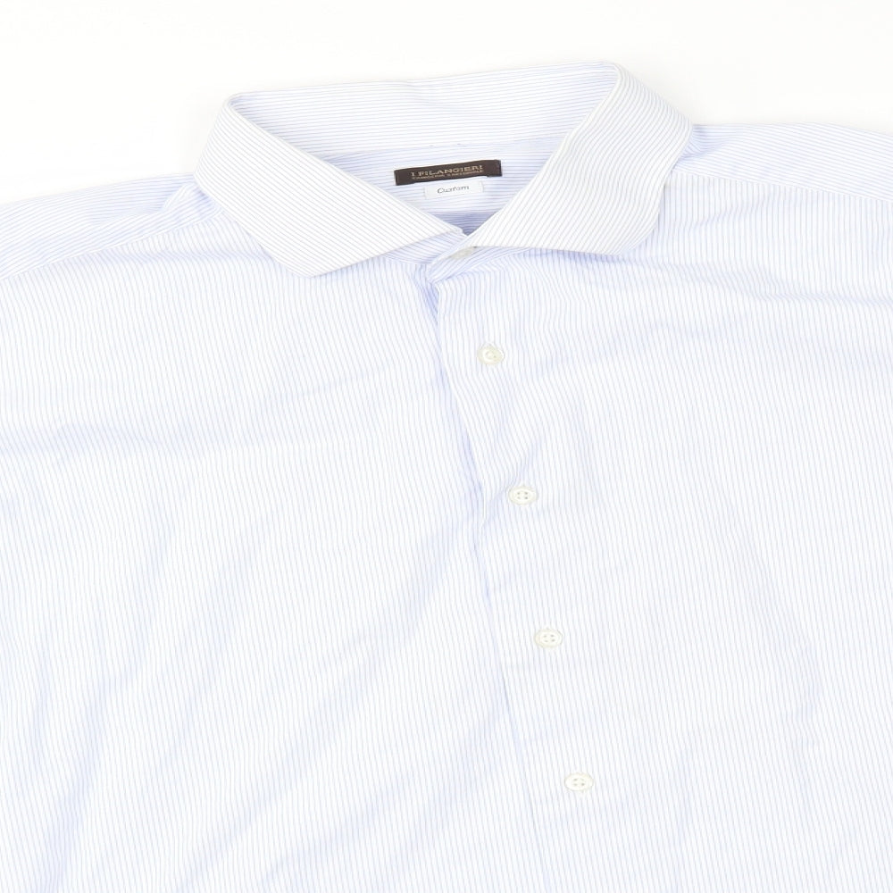 Filangier Mens Blue Striped   Dress Shirt Size 17