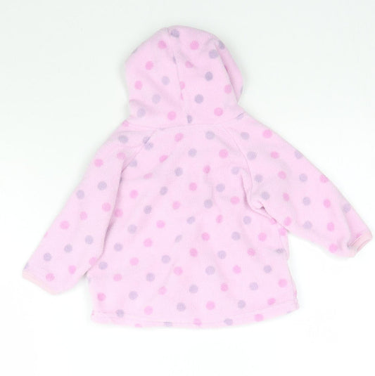 Marks and Spencer Girls Pink Polka Dot Fleece Pullover Jumper Size 3-6 Months  - Hoodie
