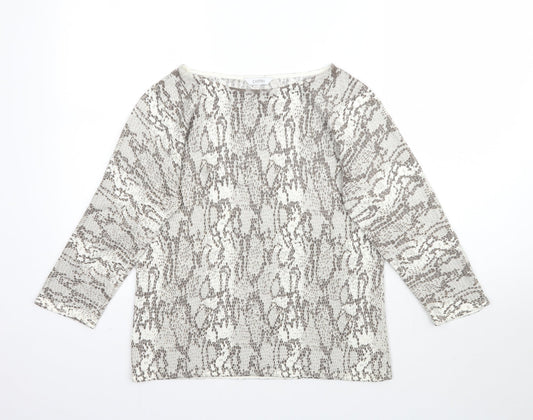 Preworn Womens Grey Animal Print Knit Basic T-Shirt Size M  - Snake Print