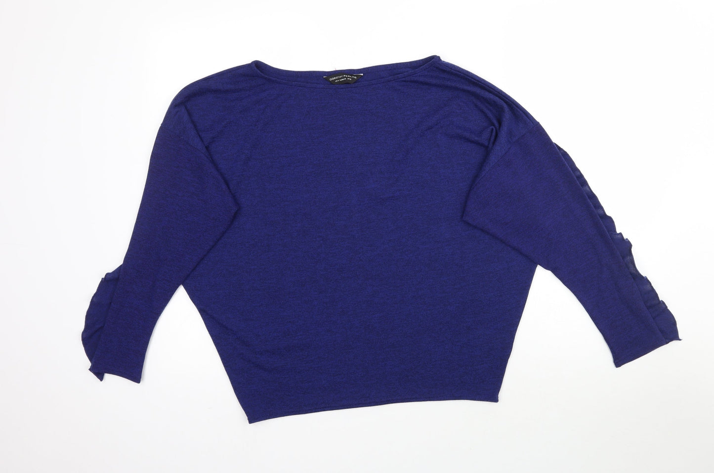 Dorothy Perkins Womens Blue  Knit Pullover Jumper Size 12  - Ruffle Sleeve