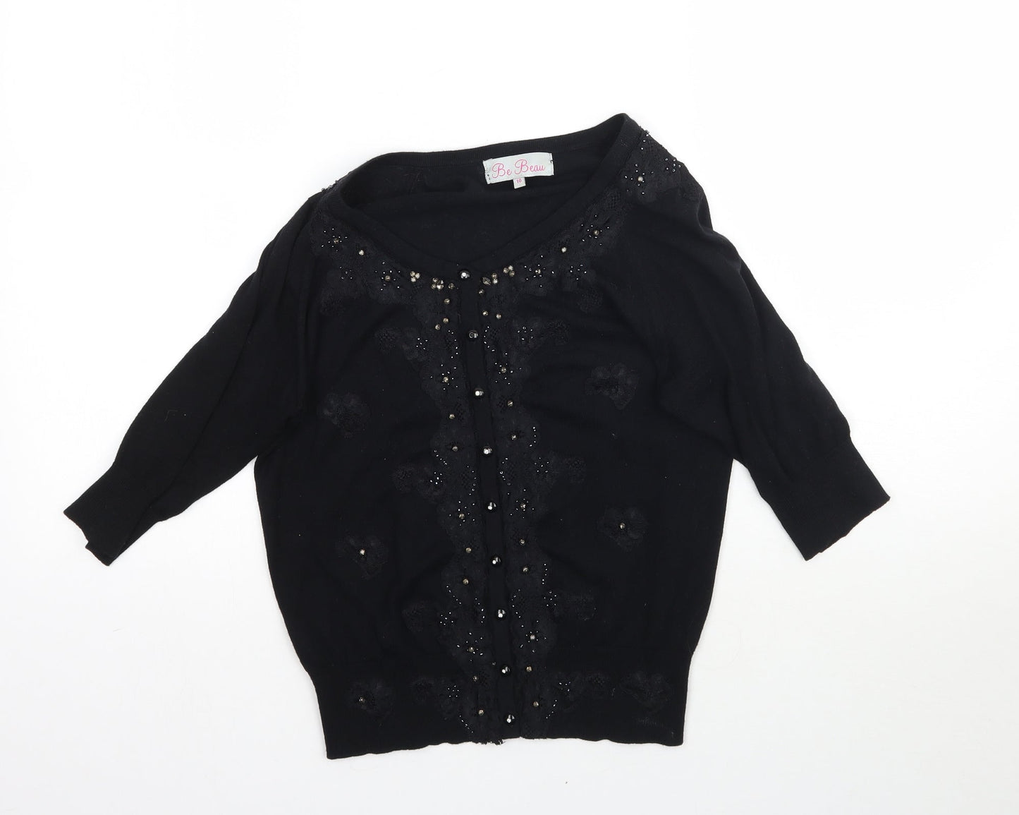 Be Beau Womens Black  Knit Cape Jumper Size 10