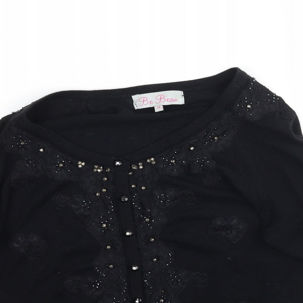 Be Beau Womens Black  Knit Cape Jumper Size 10
