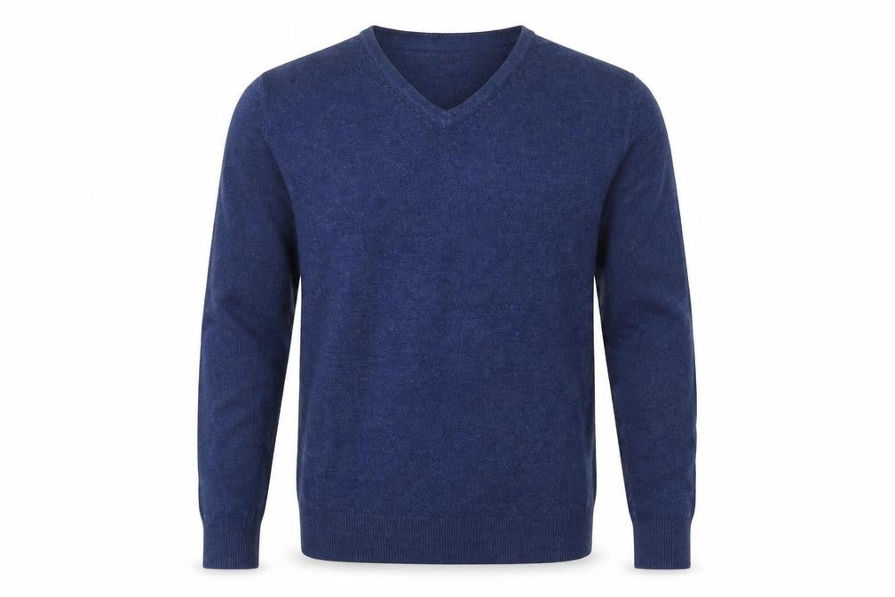 Front view of Easy men’s blue jumper, size M