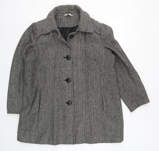 Special Collection Womens Grey Herringbone  Pea Coat Coat Size 10