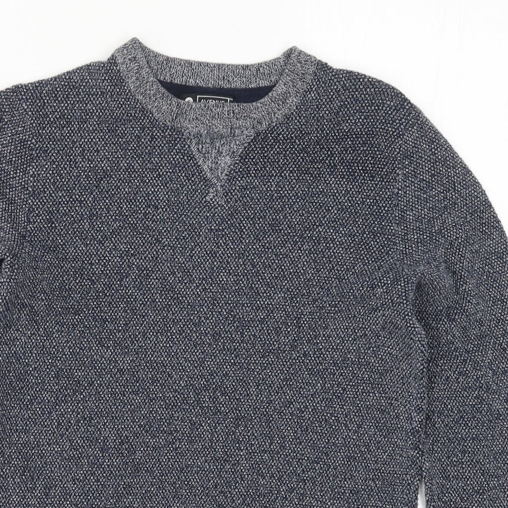 Avenue Mens Blue  Knit Pullover Jumper Size S