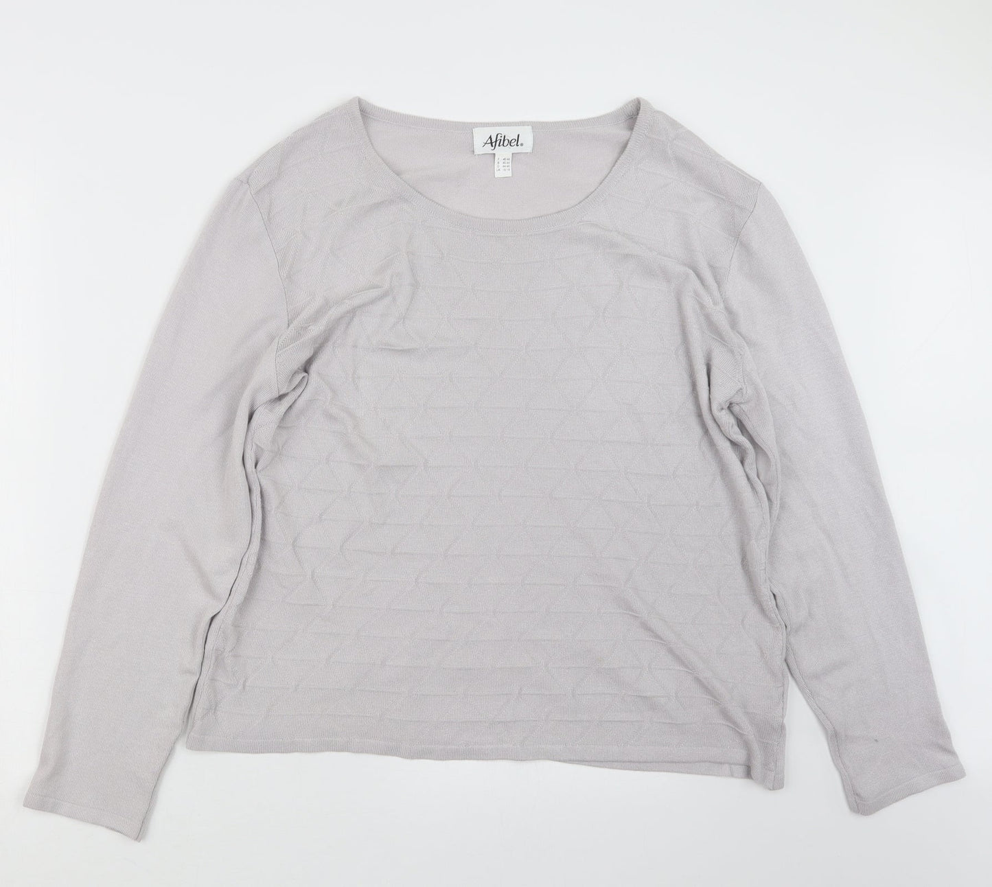 Afibel Womens Grey  Knit Pullover Jumper Size 16