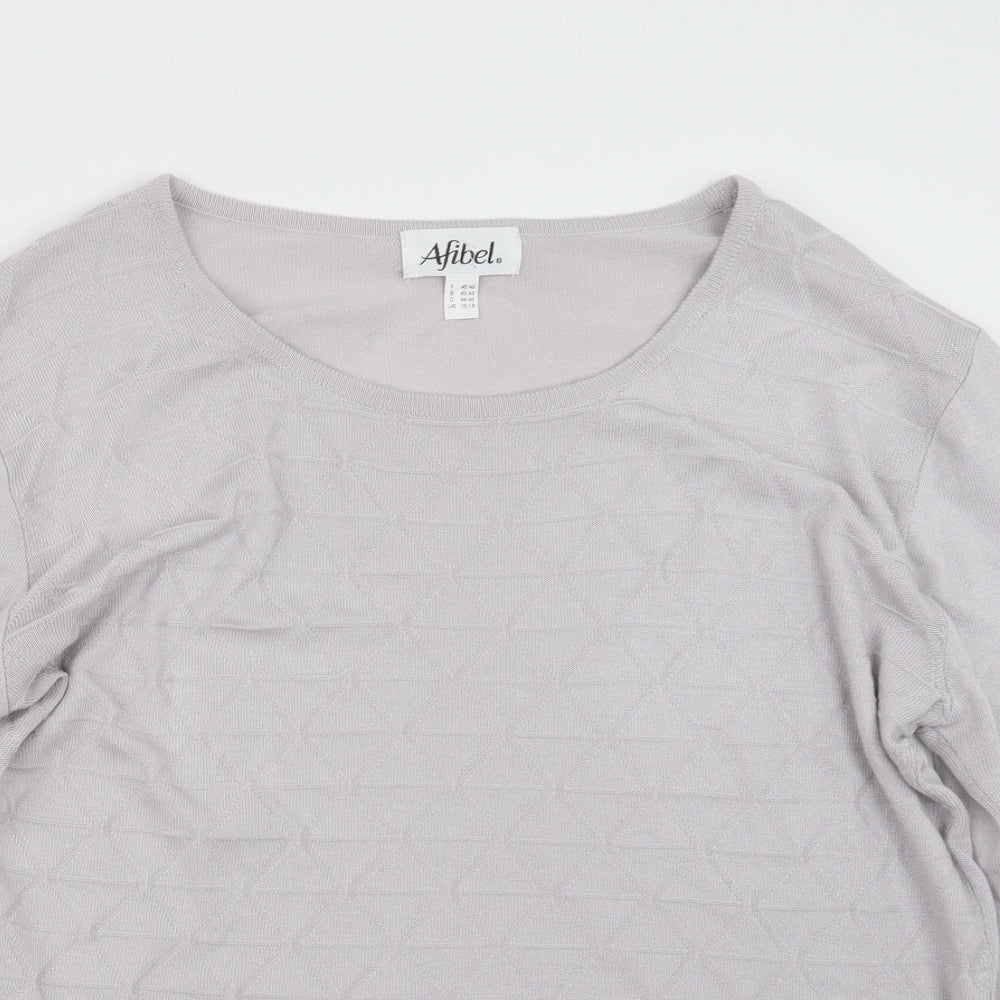 Afibel Womens Grey  Knit Pullover Jumper Size 16