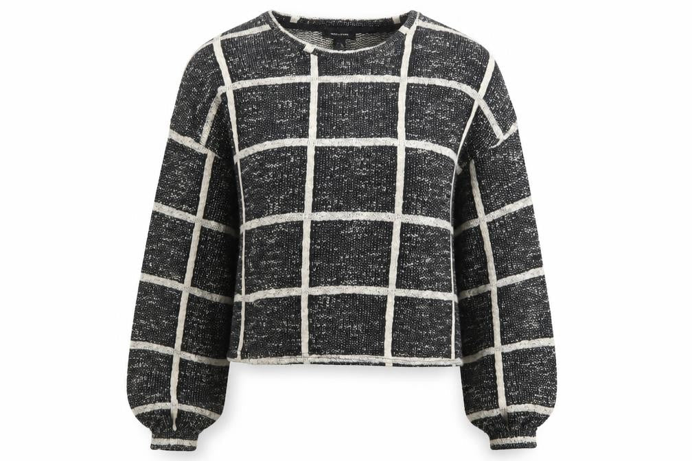 New Look Womens Black Check Knit Pullover Jumper Size M