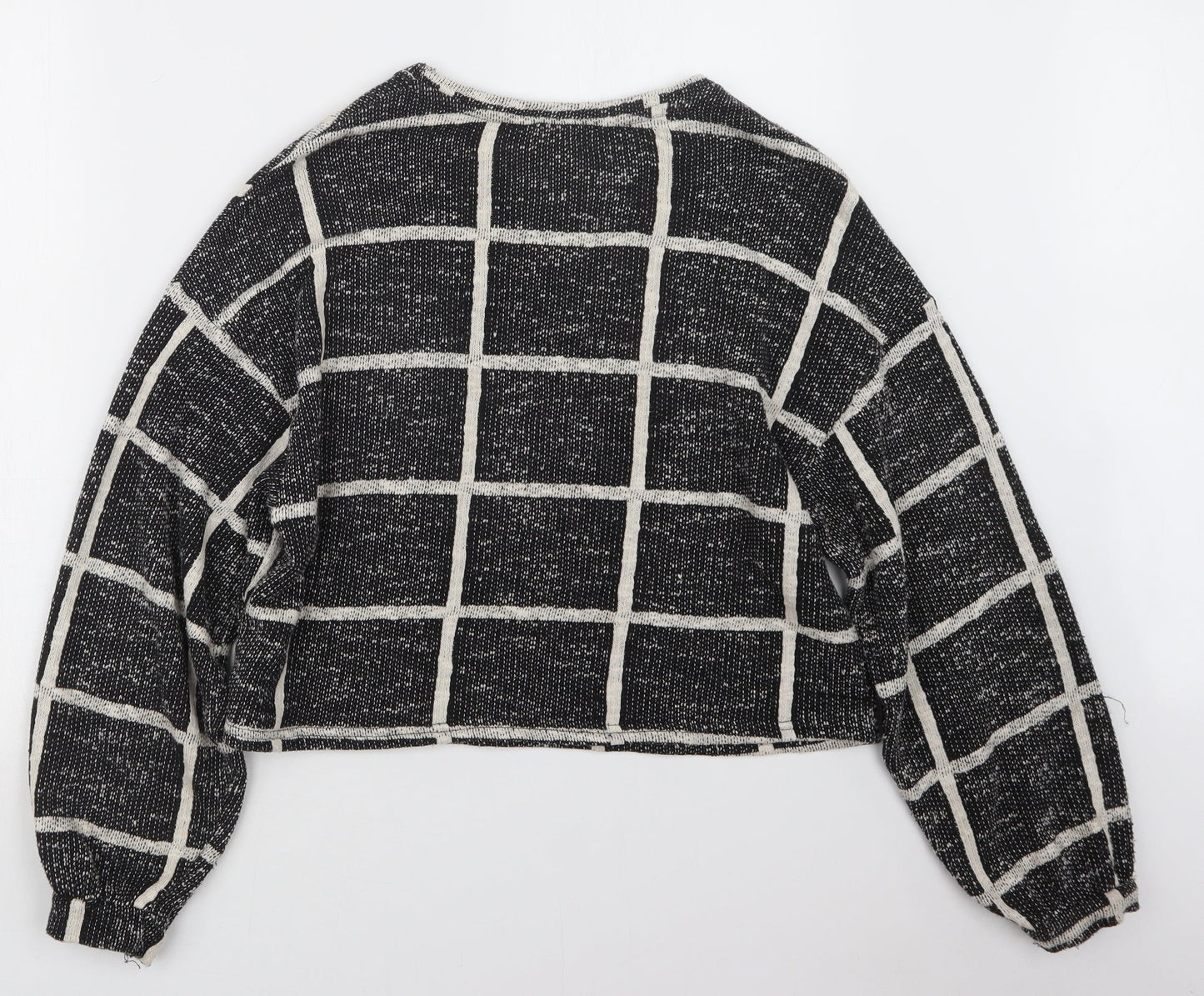New Look Womens Black Check Knit Pullover Jumper Size M
