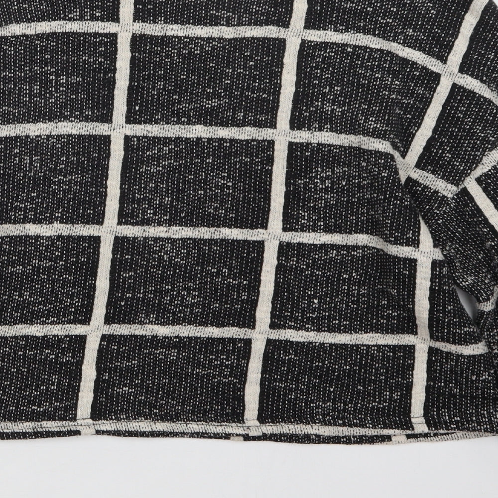 New Look Womens Black Check Knit Pullover Jumper Size M