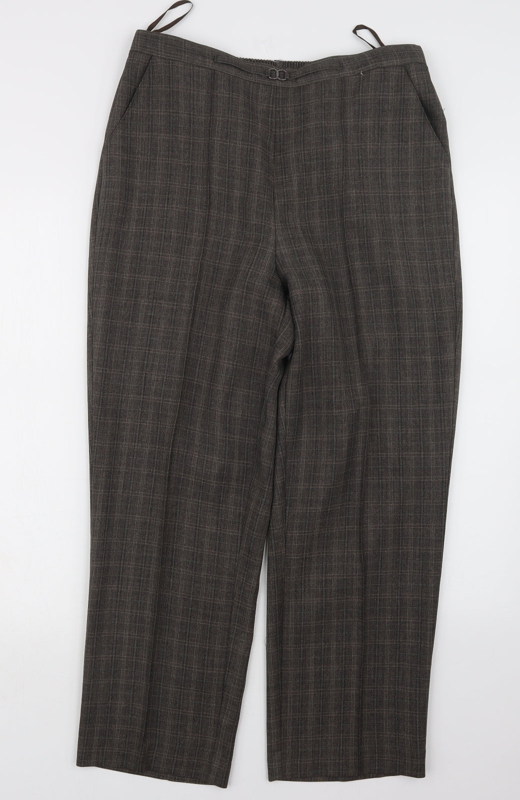 BM Womens Brown Check  Trousers  Size 12 L26 in