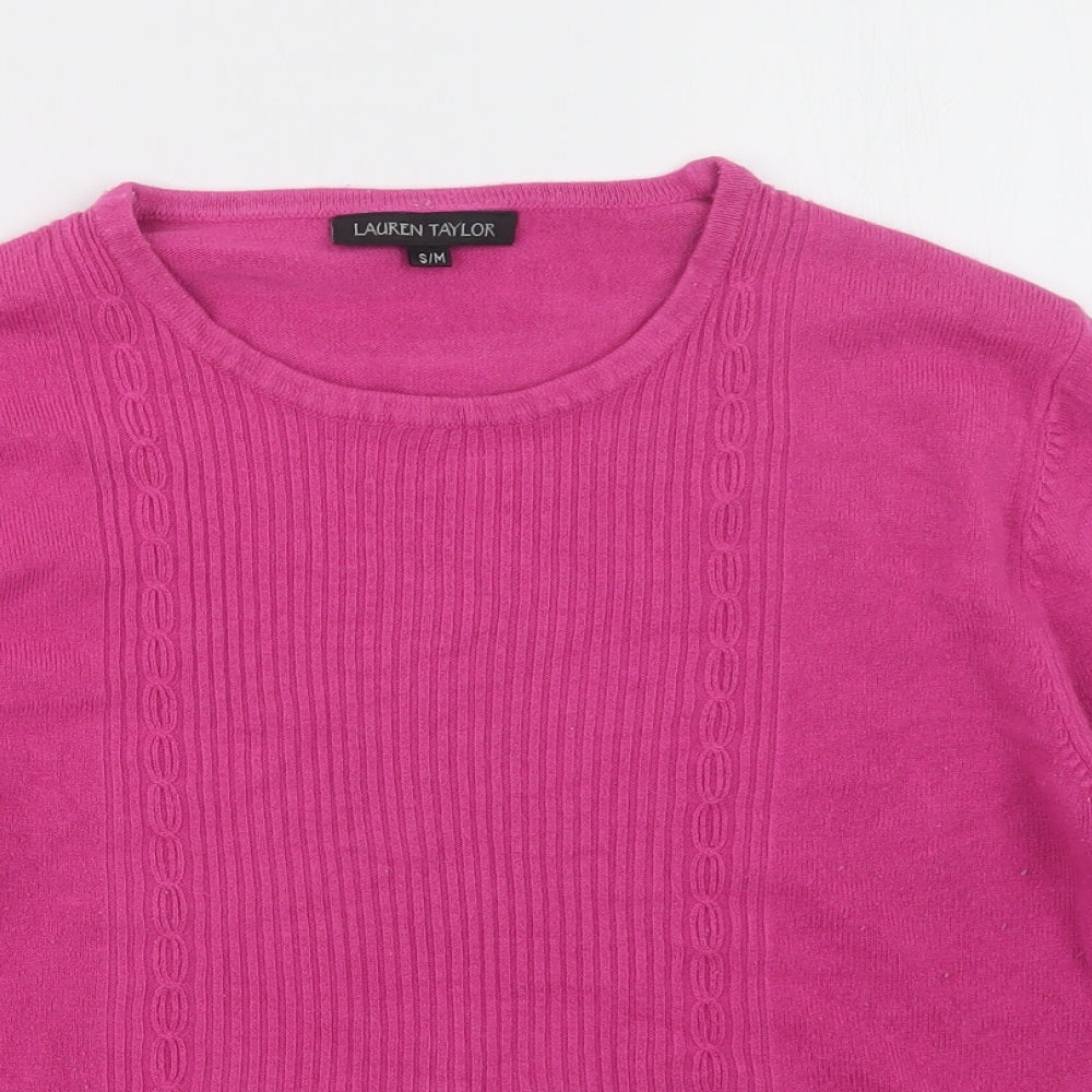 Lauren Taylor Womens Pink  Knit Pullover Jumper Size S